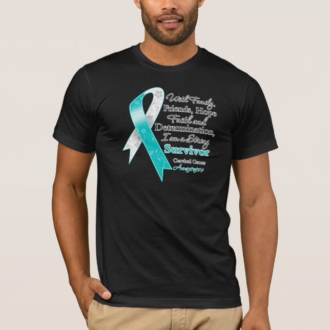 T-shirt Survivant fort de soutien de cancer du col de (Devant)