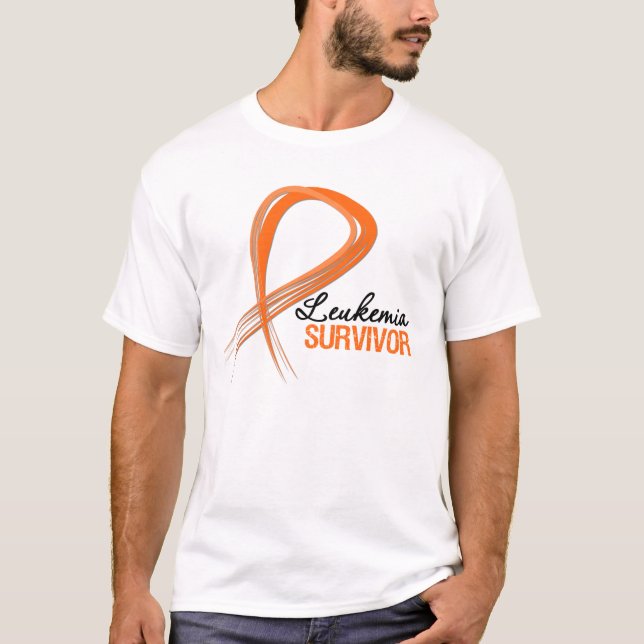 T-shirt Survivant grunge de leucémie de ruban (Devant)