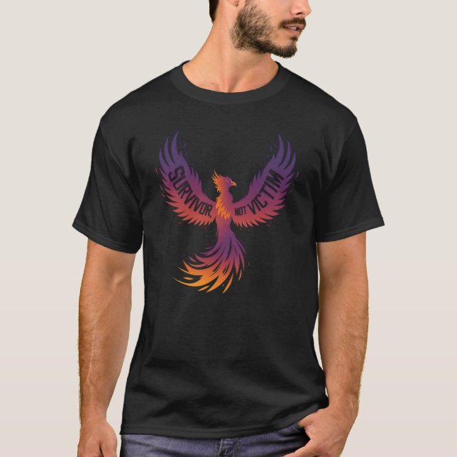 T-shirt Survivant, non victime Phoenix Cancer Viole domest (Devant)