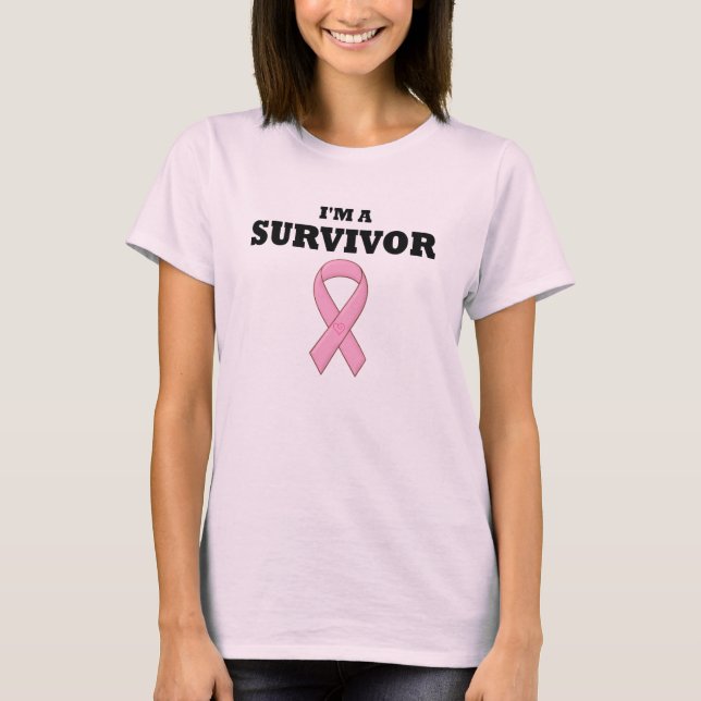 T-shirt Survivant rose au ruban (Devant)