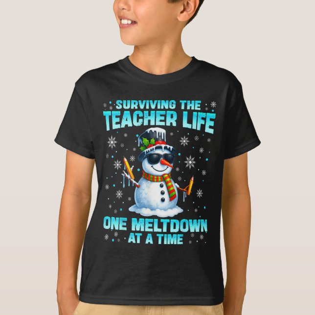 T-shirt Surviving The Teacher Life Pjs Pajamas Christmas X (Devant)