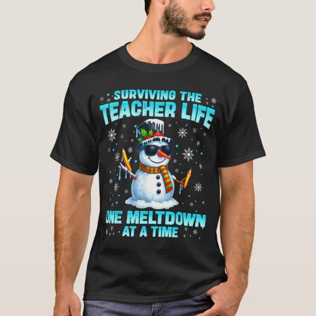 T-shirt Surviving The Teacher Life Pjs Pajamas Christmas X (Devant)