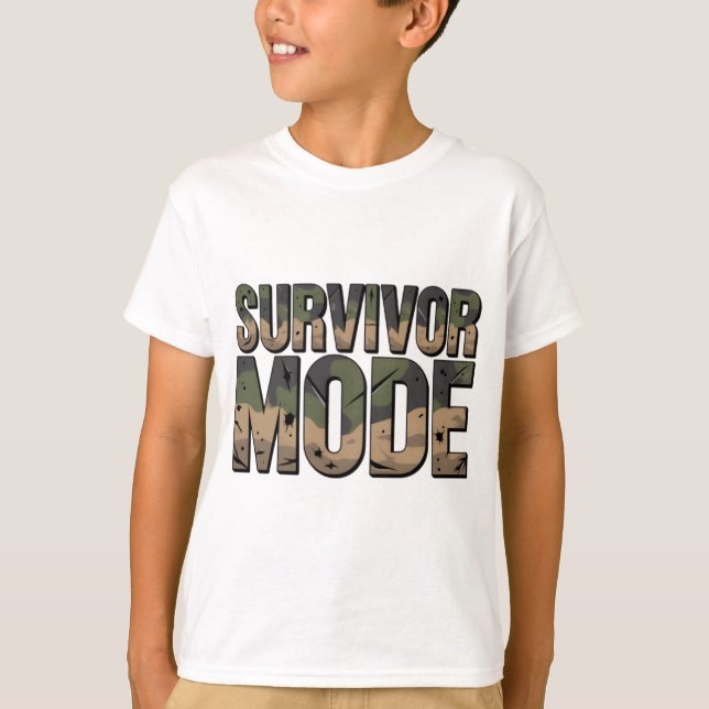 T-shirt Survivor Mode Kids Camo – Little Warrior Edition (Devant)