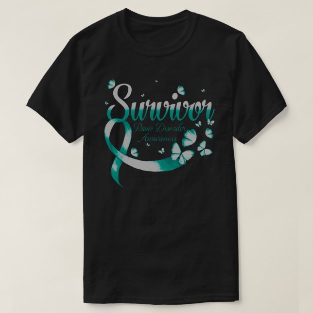 T-shirt Survivor Panic Disorder Awareness Butterfly (Design devant)