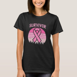 T-shirt Survivor Rétro Ruban Rose de Sensibilisation au Ca