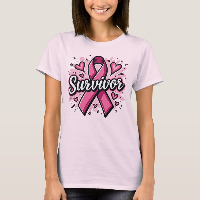 T-shirt Survivor rose Ruban femme cancer du sein Tee (Devant)