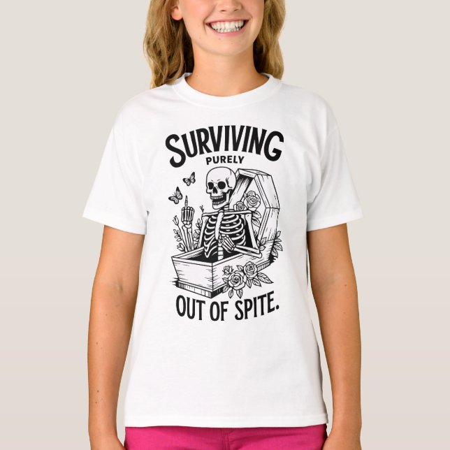 T-shirt Survivre Purement Hors De Spite Goth Skeleton (Devant)