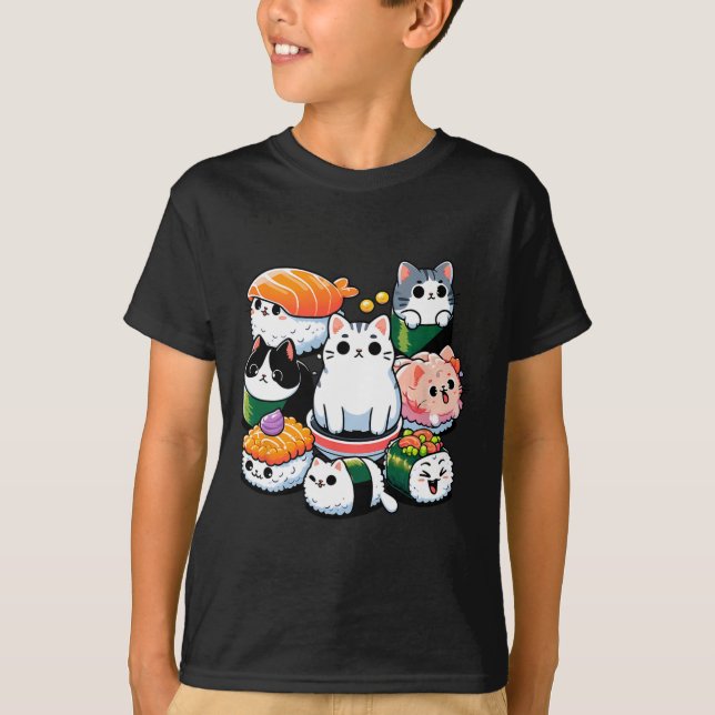 T-shirt Sushi Anime Chat Sushi Lover Cadeau (Devant)