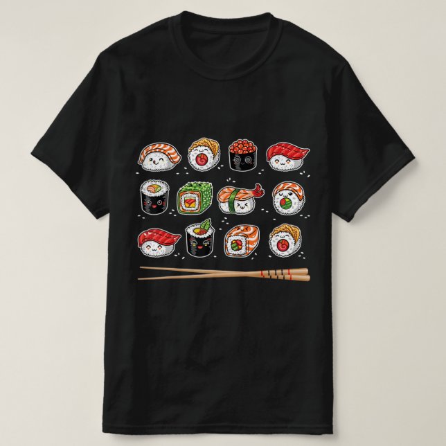 T-shirt Sushi Anime Kawaii Nourriture japonaise Lover Otak (Design devant)