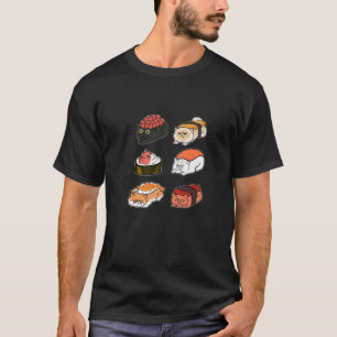 T-shirt Sushi Cat Anime Figure Japonais Nouilles Ramen Six