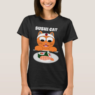 T-shirt SUSHI CAT chat caricature avec Sushi Funny