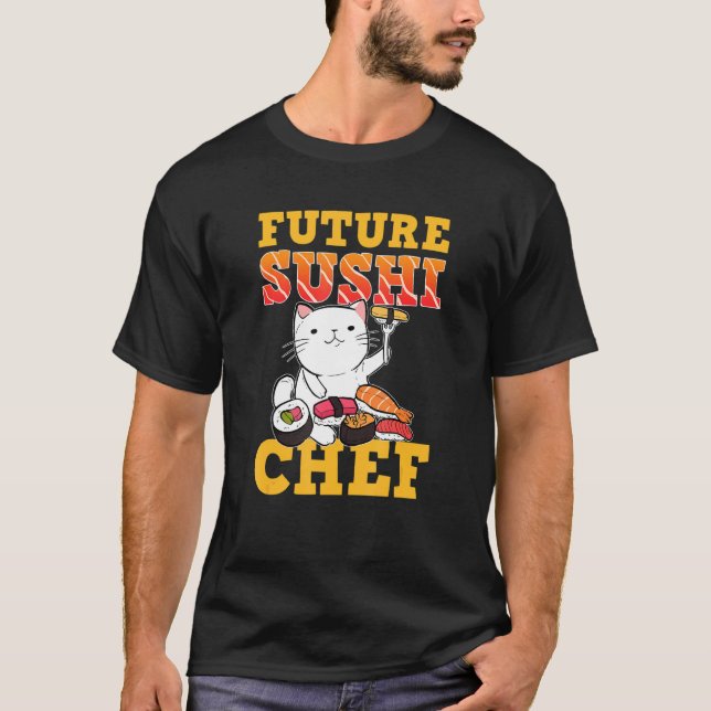 T-shirt Sushi Cat Future Sushi Chef (Devant)