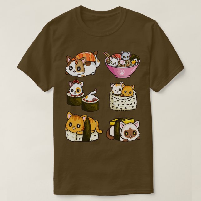 T-shirt Sushi Cat japonais Anime (Design devant)