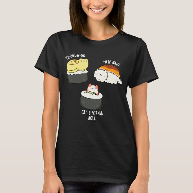 T-shirt Sushi Cats Funny Sushi Pun Dark BG (Devant)