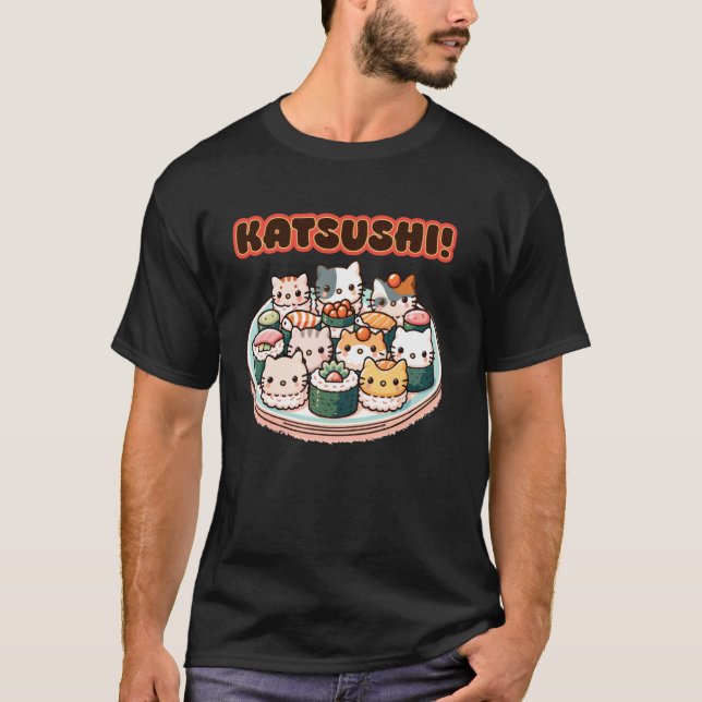 T-shirt Sushi Cats Kawaii Anime Neko Cat Lover Sushi Lover (Devant)