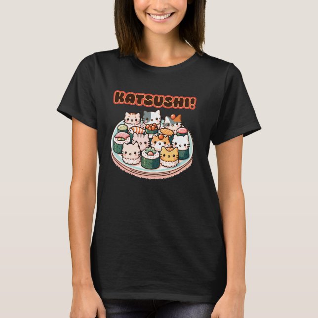 T-shirt Sushi Cats Kawaii Anime Neko Cat Lover Sushi Lover (Devant)