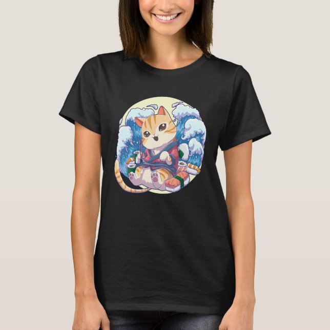 T-shirt Sushi chat japonais Neko (Devant)