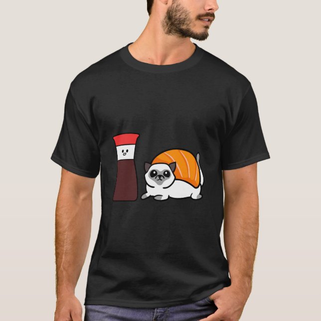 T-shirt Sushi de chat siamois (Devant)