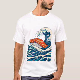 T-shirt Sushi de saumon nigiri Grande Vague Art japonais