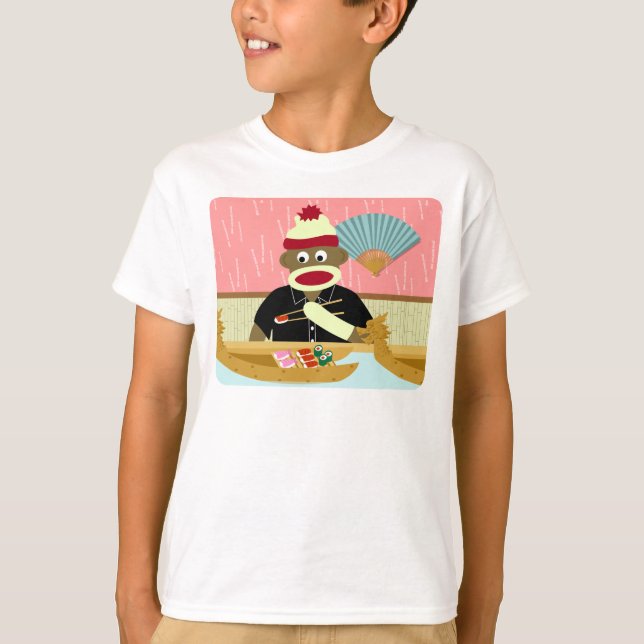 T-shirt Sushi de singe de chaussette (Devant)