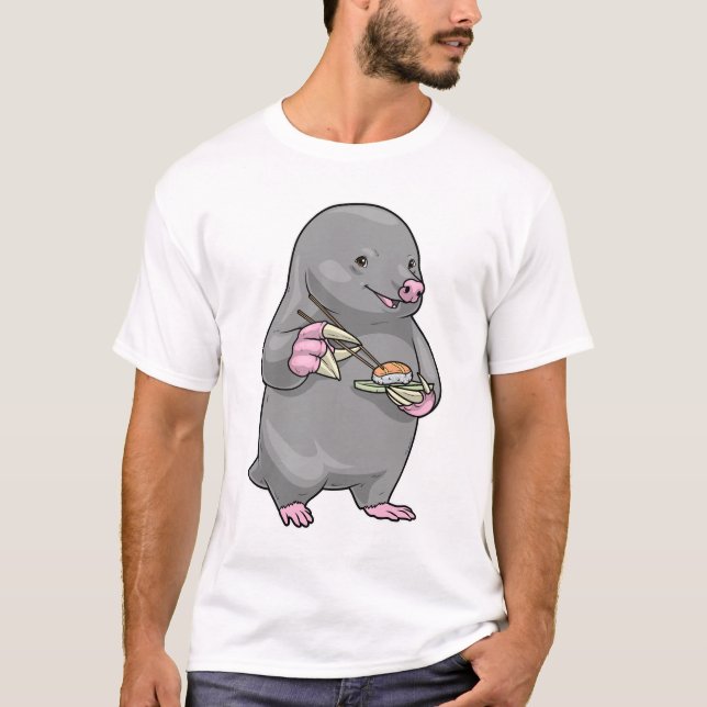 T-shirt Sushi de taupe (Devant)