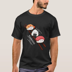 T-shirt Sushi Diapositive Sur Baguettes Kawaii Anime Japon