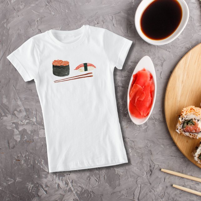 T-Shirt Sushi Et Baguettes D'Aquarelle (Créateur téléchargé)