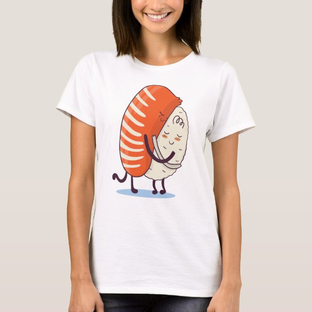 T-shirt Sushi Hug Cute Kawaii Japonais (Devant)
