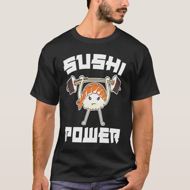 T-shirt Sushi Power  Gym Vegetarian Workout Muscle Powerli (Devant)