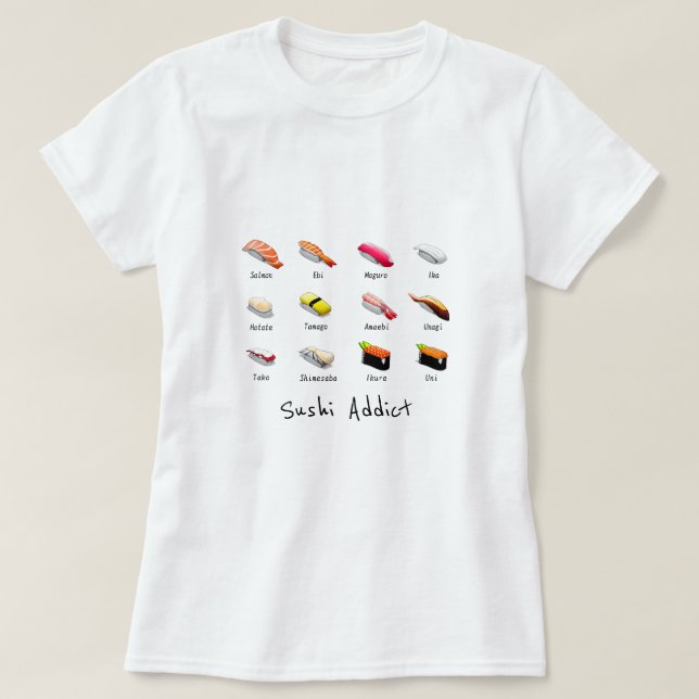 T-shirt Sushi slogan accroc cuisine japonaise mignonne (Design devant)