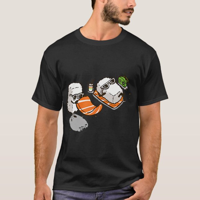 T-shirt sushi sur la plage (Devant)