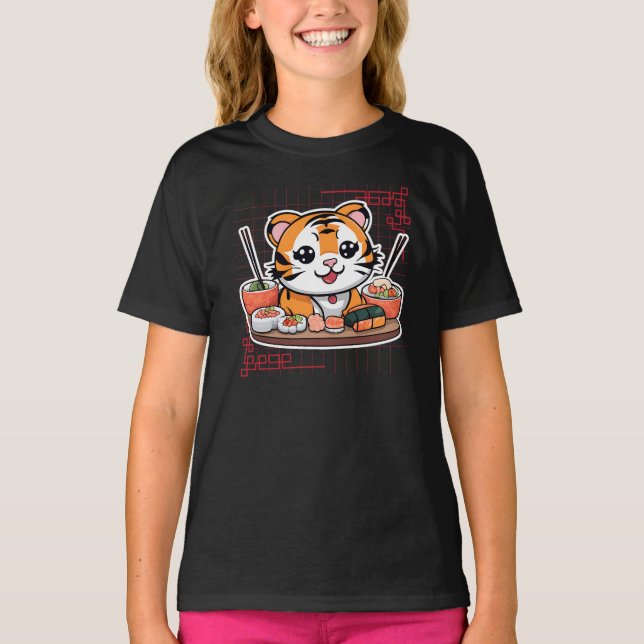 T-shirt Sushi Tiger Servi (Devant)