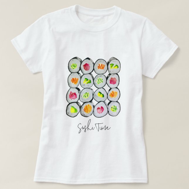 T-shirt Sushi Time aquarelle wasabi (Design devant)