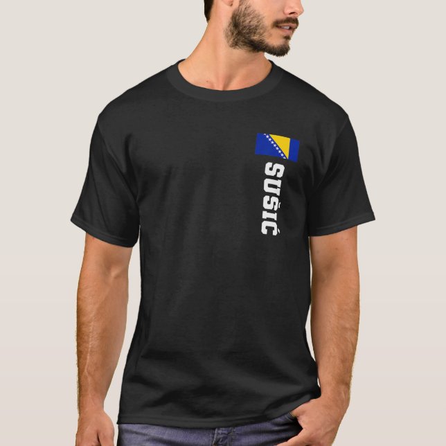 T-shirt Susic Bosnie Drapeau Nom Manteau Arme Emblème Cre (Devant)