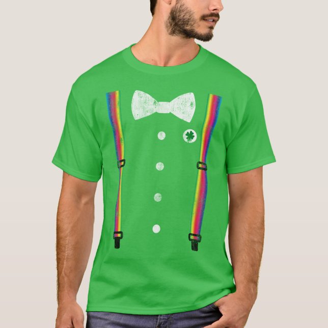 T-shirt Suspendante arc-en-ciel rétro Leprechaun Jour de l (Devant)