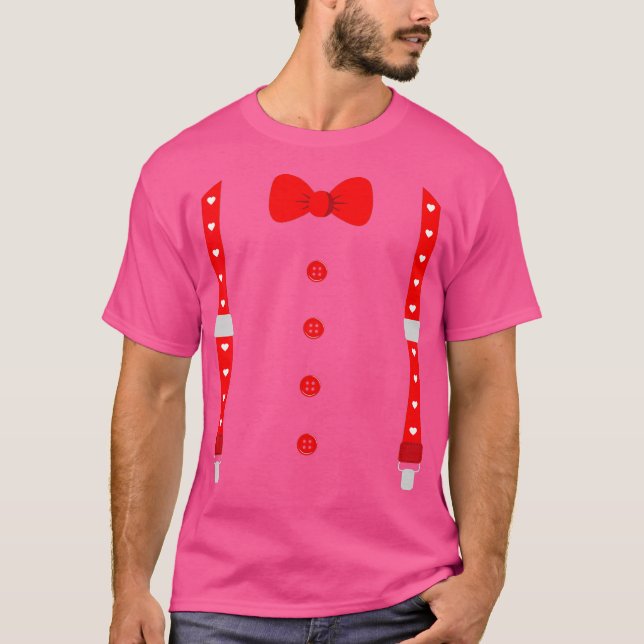 T-shirt Suspendants Bow Cravate Set Valentines Jour Coeur (Devant)