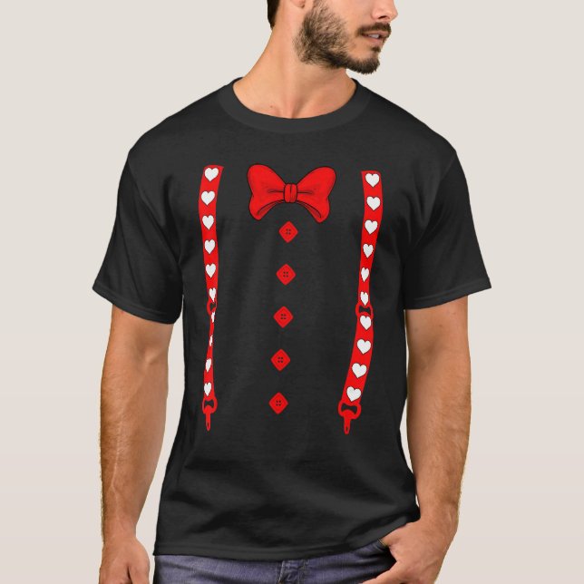 T-shirt Suspendants Tuxedo Et Cravate Coeur Bow Garçons En (Devant)