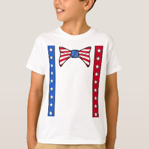 T-shirt Suspenders et nœud papillon du 4 juillet Drapeau a