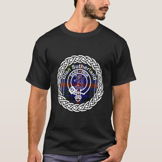 T-shirt Sutherland Nom de famille Scottish Clan Tartan Cre (Devant)