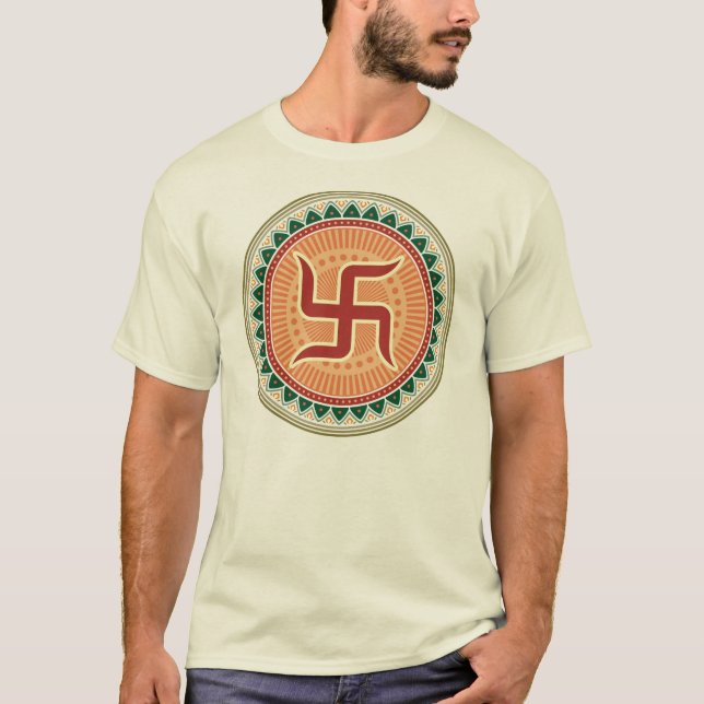 T-shirt Svastika avec le style indien traditionnel Mandana (Devant)