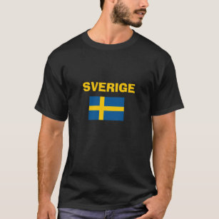 T-shirt Svensk - Flagga Svart skjorta  Swedish Flag Black