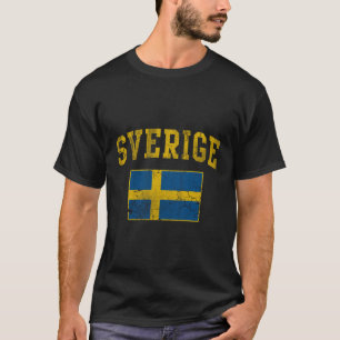 T-shirt Sverige Suède Drapeau Accueil Vintage