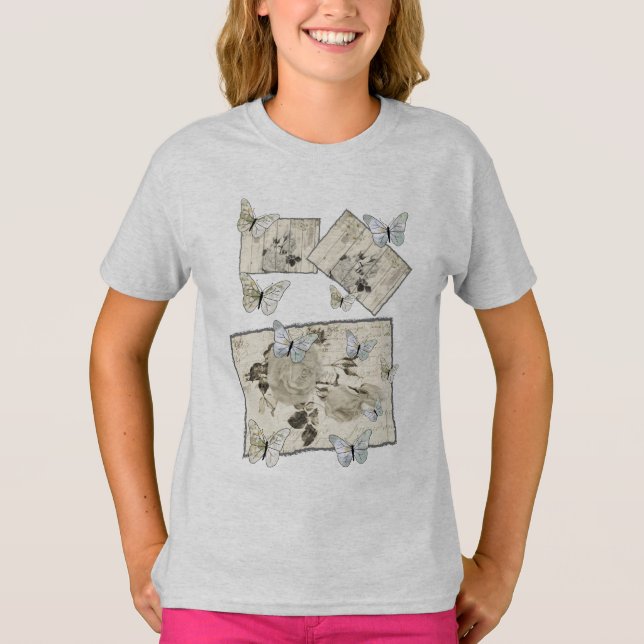 T-shirt SW rose et papillons (Devant)