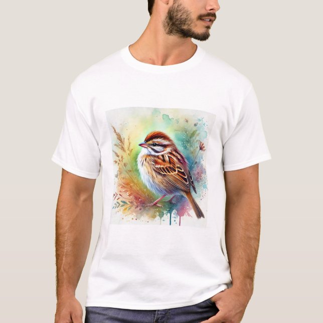 T-shirt Swamp sparrow 220924AREF117 - Watercolor (Devant)