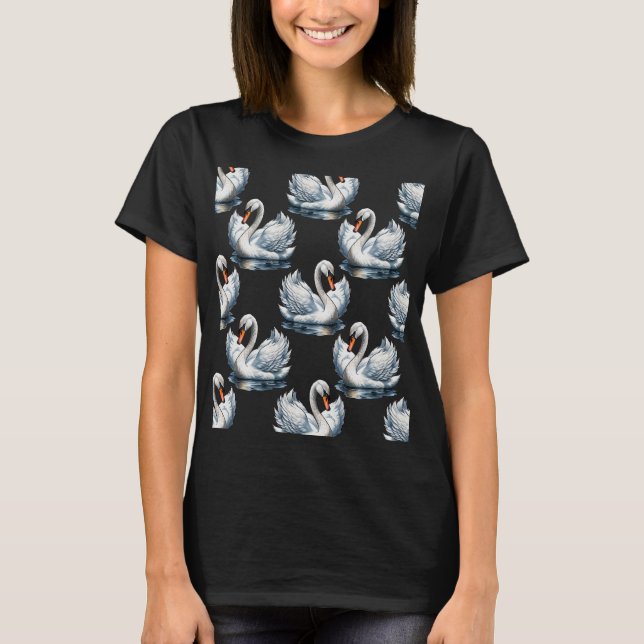 T-shirt Swan Birds Design Motif (Devant)