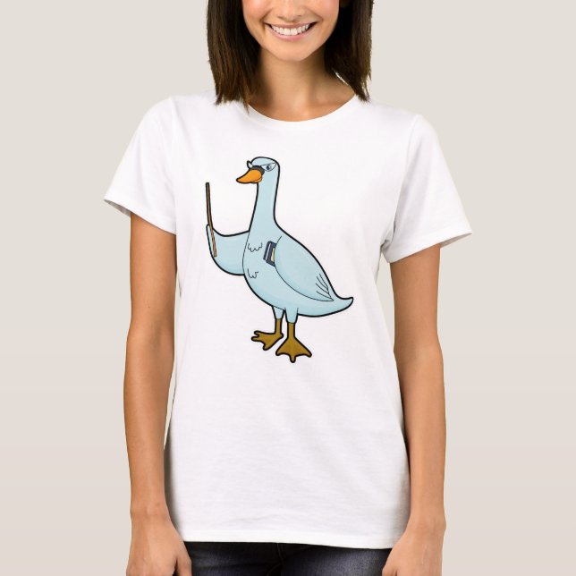 T-shirt Swan en tant qu'enseignant avec livre et pointeur (Devant)