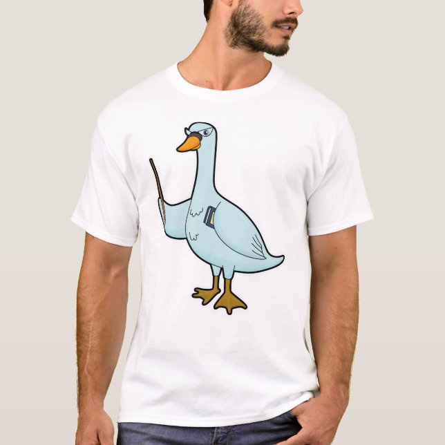 T-shirt Swan en tant qu'enseignant avec livre et pointeur (Devant)