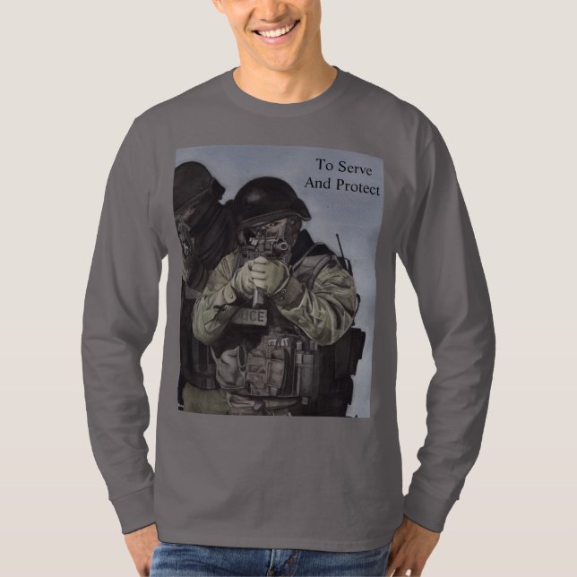 T-shirt SWAT Police To Serve & Protect Men's Long Sleeve (Devant)
