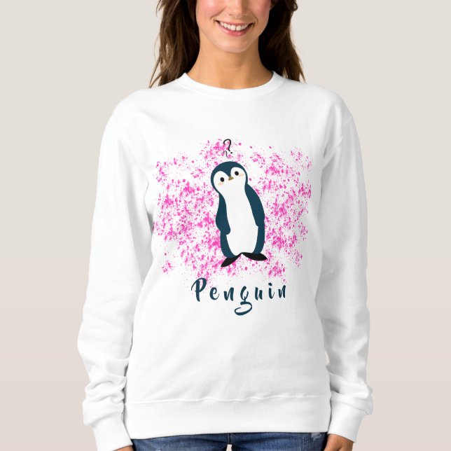 T-shirt sweat chaud Manchot confus Mignon (Devant)