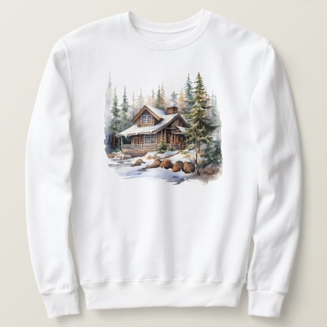 T-shirt sweat pour cabane d'hiver (Design devant)